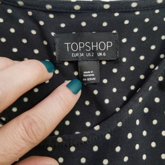 TOPSHOP | Polka-dot Asymmetrical Dress with Stretch and Shirring 50s Retro - Picture 5 of 6
